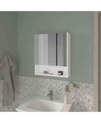 Fm Furniture Lodge Medicine Cabinet with Mirrored Doors and Open Storage