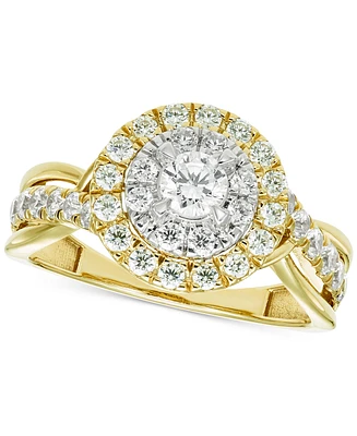 Diamond Double Halo Engagement Ring (1 ct. t.w.) in 14k Two-Tone Gold