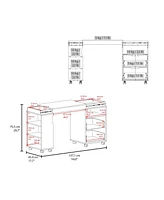 Fm Furniture Loris Extendable Desk with Two Drawers, Open Shelves