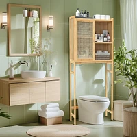 Unho Freestanding Bathroom Organizer: Over The Toilet Space-saver Storage Shelf Cabinet