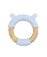 GooseWaddle Blue Bear Circle Silcone + Wood Teether