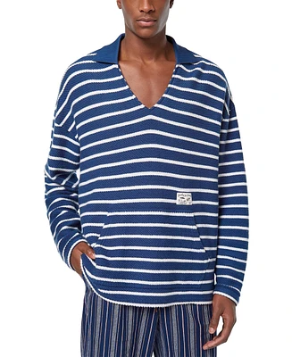 Scotch & Sode Men's Loose Terry Stripe Sweatshirt