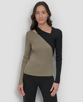 Dkny Women's Cutout Colorblocked Sweater