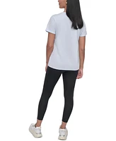 Dkny Women's Active Rhinestone-Logo Distressed Crewneck Cotton T-Shirt