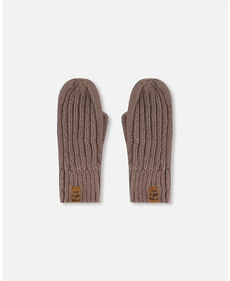 Deux par Boy Knit Mittens Taupe - Toddler|Child