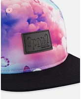 Deux par Girl Printed Cap Butterflies On Multicolored And Black Background