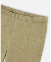 Deux par Toddler Girls Crinkle Jersey Capri Legging Olive Green - Toddler|Child