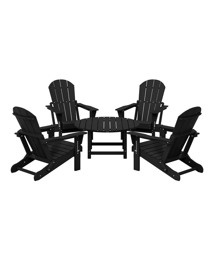 5-Piece Hdpe Folding Adirondack Chair Outdoor Patio Conversation Set