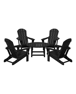 5-Piece Hdpe Folding Adirondack Chair Outdoor Patio Conversation Set