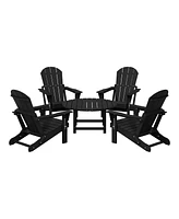 5-Piece Hdpe Folding Adirondack Chair Outdoor Patio Conversation Set