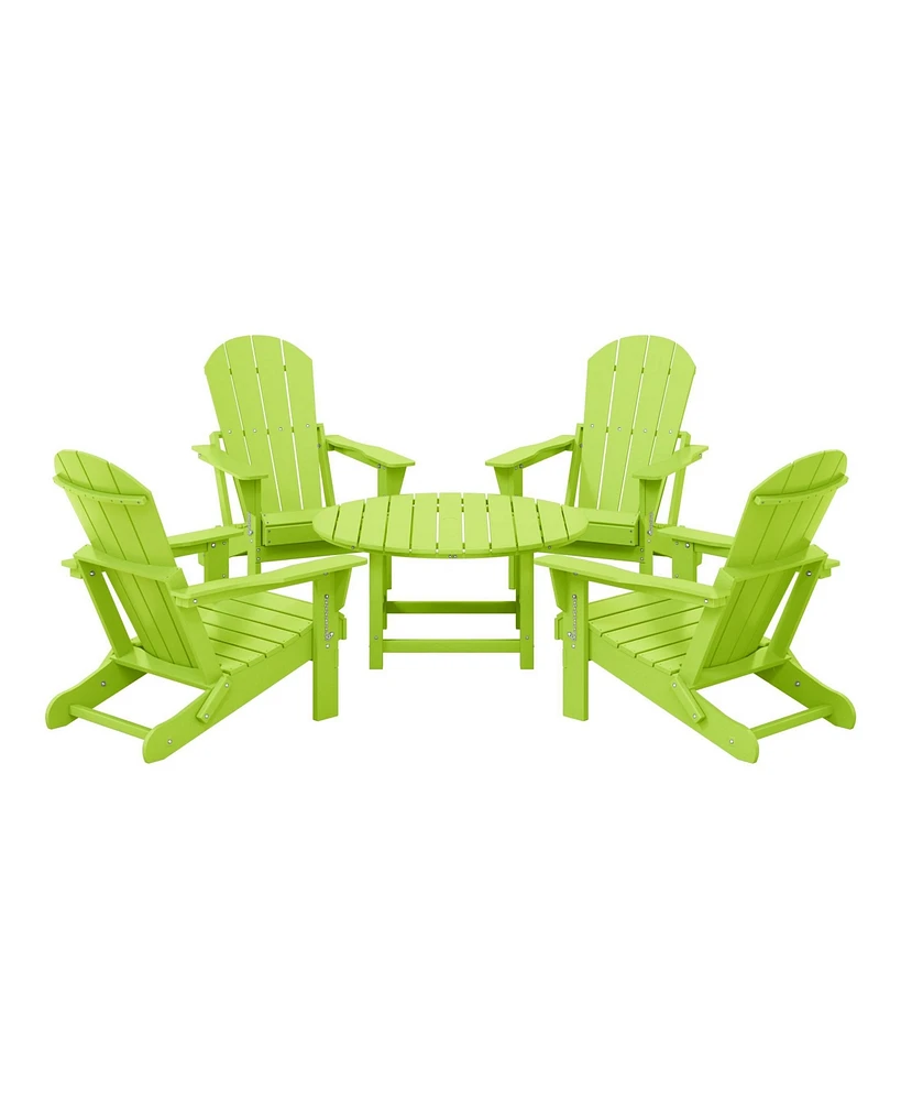 5-Piece Hdpe Folding Adirondack Chair Outdoor Patio Conversation Set