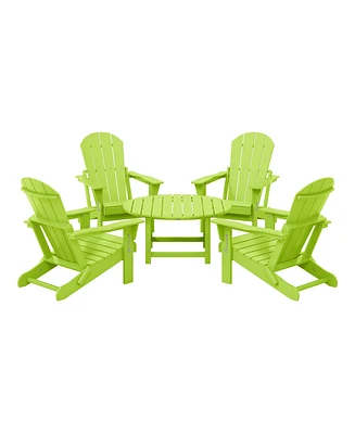 5-Piece Hdpe Folding Adirondack Chair Outdoor Patio Conversation Set