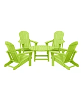 5-Piece Hdpe Folding Adirondack Chair Outdoor Patio Conversation Set