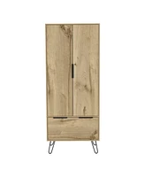 Begonia Closet, One Drawer, Double Door Cabinet , Hairpin Legs, Light Oak