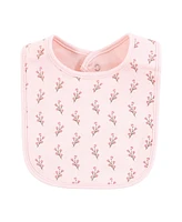 Hudson Baby Infant Girl Cotton Bibs, Soft Painted Floral, One Size