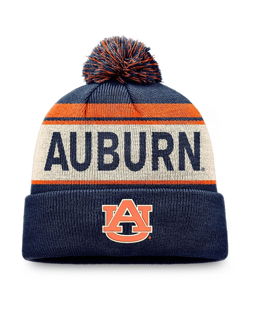 Top of the World Men's Navy Auburn Tigers Prime Cuffed Knit Hat with Pom