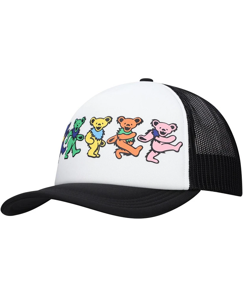 Lids Men's and Women's White/Black The Grateful Dead Dancing Bears Foam Trucker Adjustable Hat