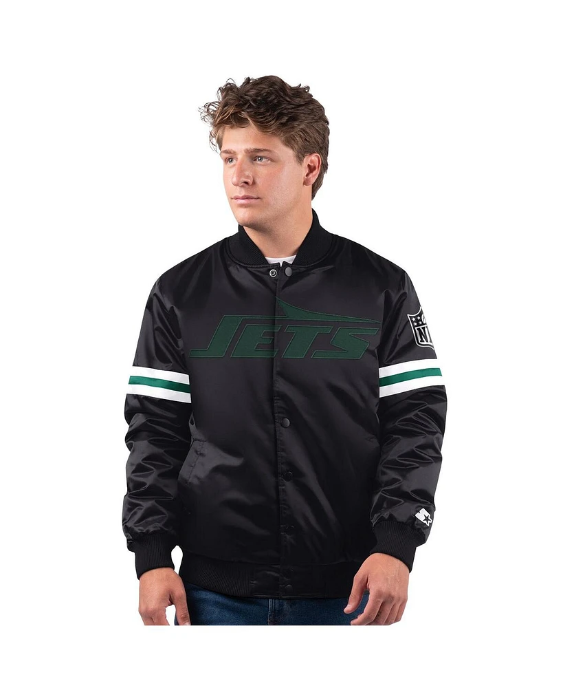 Starter Men's Black New York Jets Logo Full-Snap Jacket