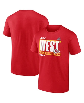 Fanatics Men's Red Kansas City Chiefs 2024 Afc West Division Champions Conquer T-Shirt