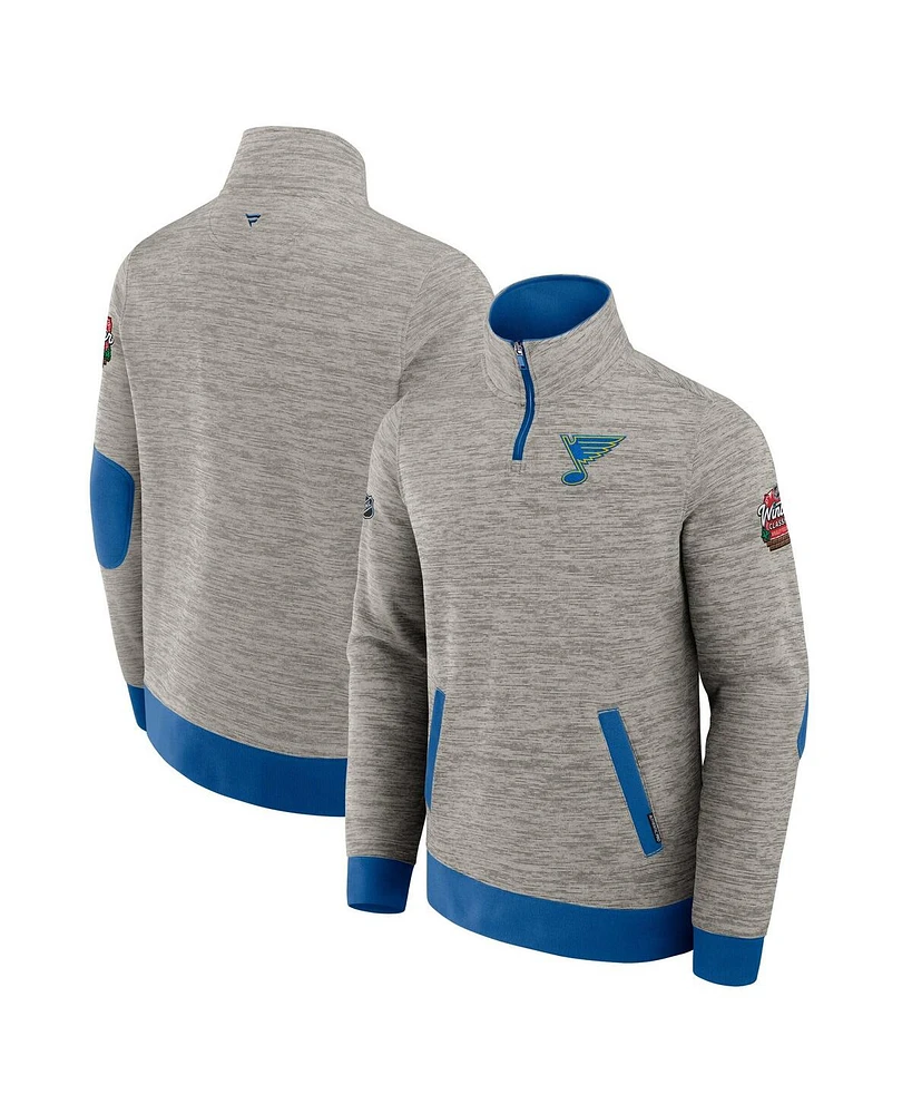 Fanatics Men's Gray/Blue St. Louis Blues 2025 Nhl Winter Classic Authentic Pro Quarter-Zip Sweatshirt