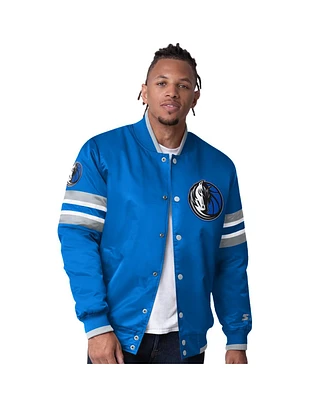 Starter Men's Blue Dallas Mavericks Scout Varsity Satin Full-Snap Jacket