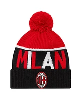 New Era Men's Black Ac Milan Sport Cuffed Knit Hat with Pom