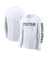 Nike Men's White Michigan State Spartans Basketball Icon Two-Hit Long Sleeve T-Shirt