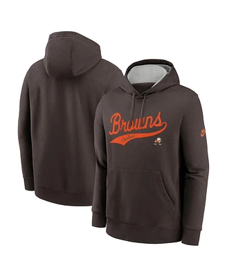 Nike Men's Brown Cleveland Browns Rewind Club Logo Pullover Hoodie