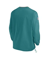 Nike Men's Aqua Miami Dolphins 2024 Sideline Throwback Logo Long Sleeve V-Neck Windshirt