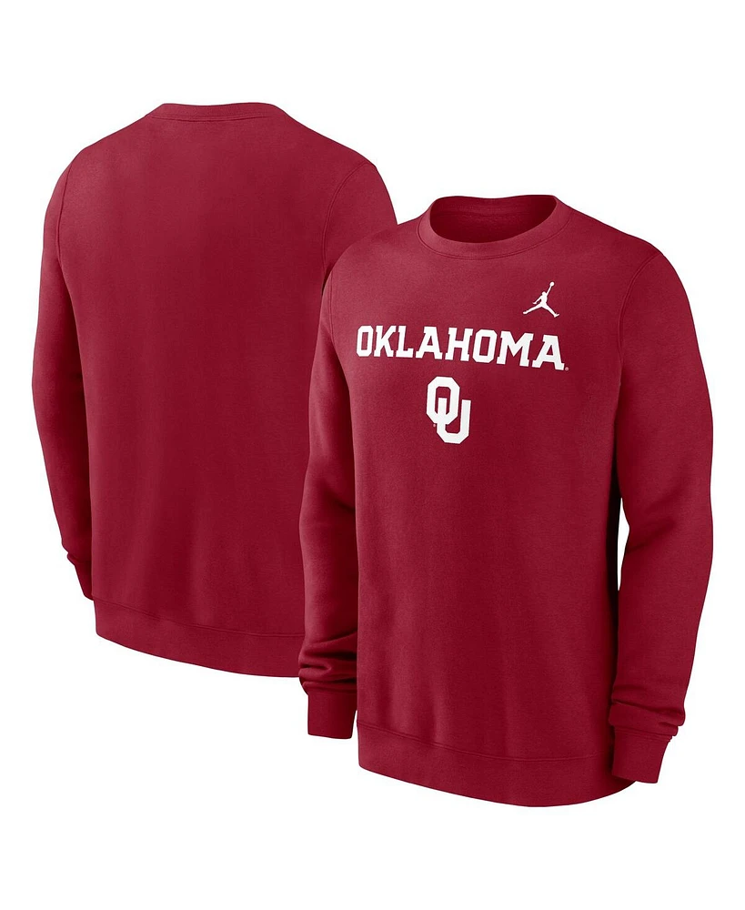 Jordan Men's Crimson Oklahoma Sooners Primetime Primary Stack Pullover Sweatshirt