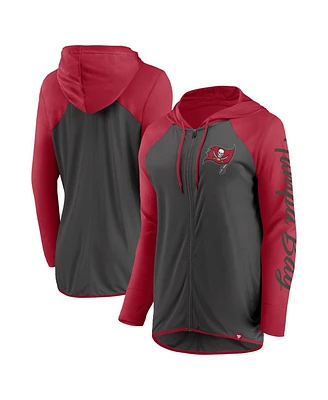 Fanatics Women's Pewter/Red Tampa Bay Buccaneers Script Full-Zip Hoodie