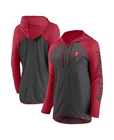 Fanatics Women's Pewter/Red Tampa Bay Buccaneers Script Full-Zip Hoodie