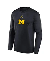 Jordan Men's Black Michigan Wolverines On-Court Basketball Shootaround Performance Long Sleeve T-Shirt