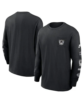 Nike Men's Black Las Vegas Raiders Rewind Heavy Max 90 Pocket Long Sleeve T-Shirt