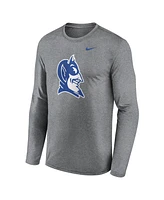 Nike Men's Heather Gray Duke Blue Devils Primetime Alternate Logo Legend Long Sleeve T-Shirt