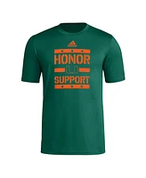 Adidas Men's Green Miami Hurricanes Honor Support Pre-Game T-Shirt