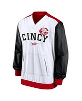 Nike Men's White/Red Cincinnati Reds Rewind Warmup V-Neck Pullover Jacket