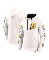 Fanatics Men's White Boston Bruins Letterman Fleece Pullover Hoodie