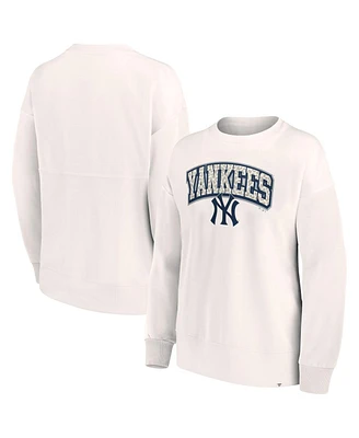 Fanatics Women's Cream New York Yankees Leopard Pullover Sweatshirt