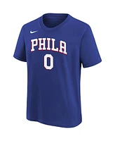 Nike Big Boys and Girls Tyrese Maxey Royal Philadelphia 76ers Icon Name Number T-Shirt