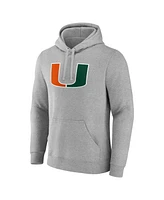 Fanatics Men's Gray Miami Hurricanes Fleece Pullover Hoodie