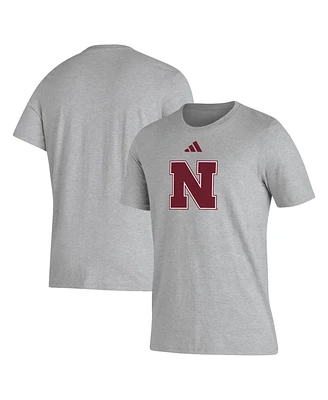 Adidas Men's Gray Nebraska Huskers Primary Locker Logo Pre-Game Aeroready T-Shirt