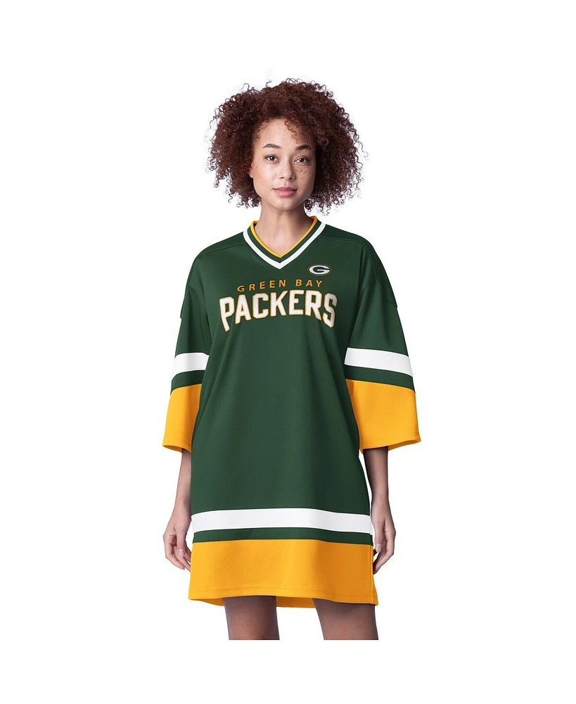 Starter Women's Green Bay Packers Slap Shot 3/4 Sleeve Sneaker Dress