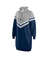 Wear by Erin Andrews Women's Navy/Heather Gray Dallas Cowboys Chevron Stripe Dress