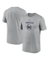 Jordan Men's Heather Gray Michigan Wolverines On-Court Basketball Legend Practice Performance T-Shirt