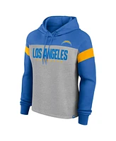 Fanatics Women's Heather Gray/Powder Blue Los Angeles Chargers Bold Play Call Pullover Hoodie