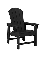 Kids 3-Piece Outdoor Hdpe Adirondack Chairs With Square Side Table Set