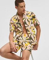 Mode Of One Mens Floral Tones Relaxed Fit Printed Button Down Camp Shirt Regular Fit Printed Swim Trunks Exclusively At Macys