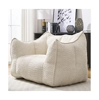 Comfortable Chenille Bean Bag Chair with Armrests for Living Rooms, Bedrooms, Gaming and Watching Tv-The Pop Home