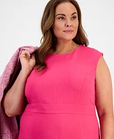 Kasper Plus Sleeveless Crepe Sheath Dress